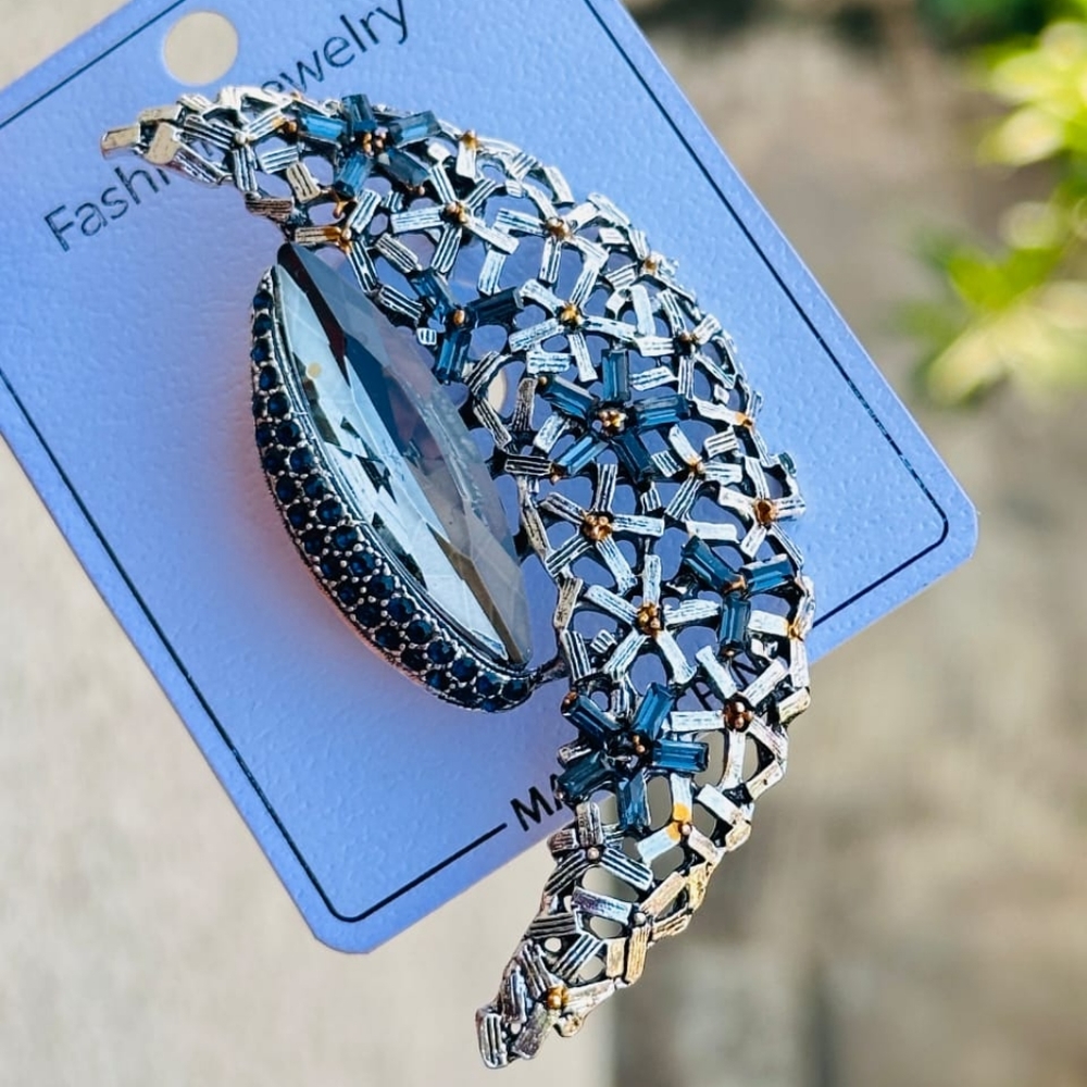 Black Encrusted Brooch - NWT